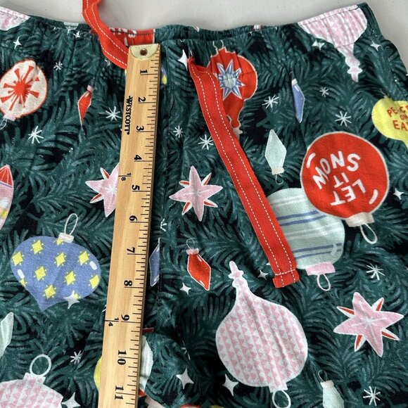 Old Navy 2 Piece Flannel Pajamas Size S Green Christmas Ornaments Cotton - Picture 7 of 9